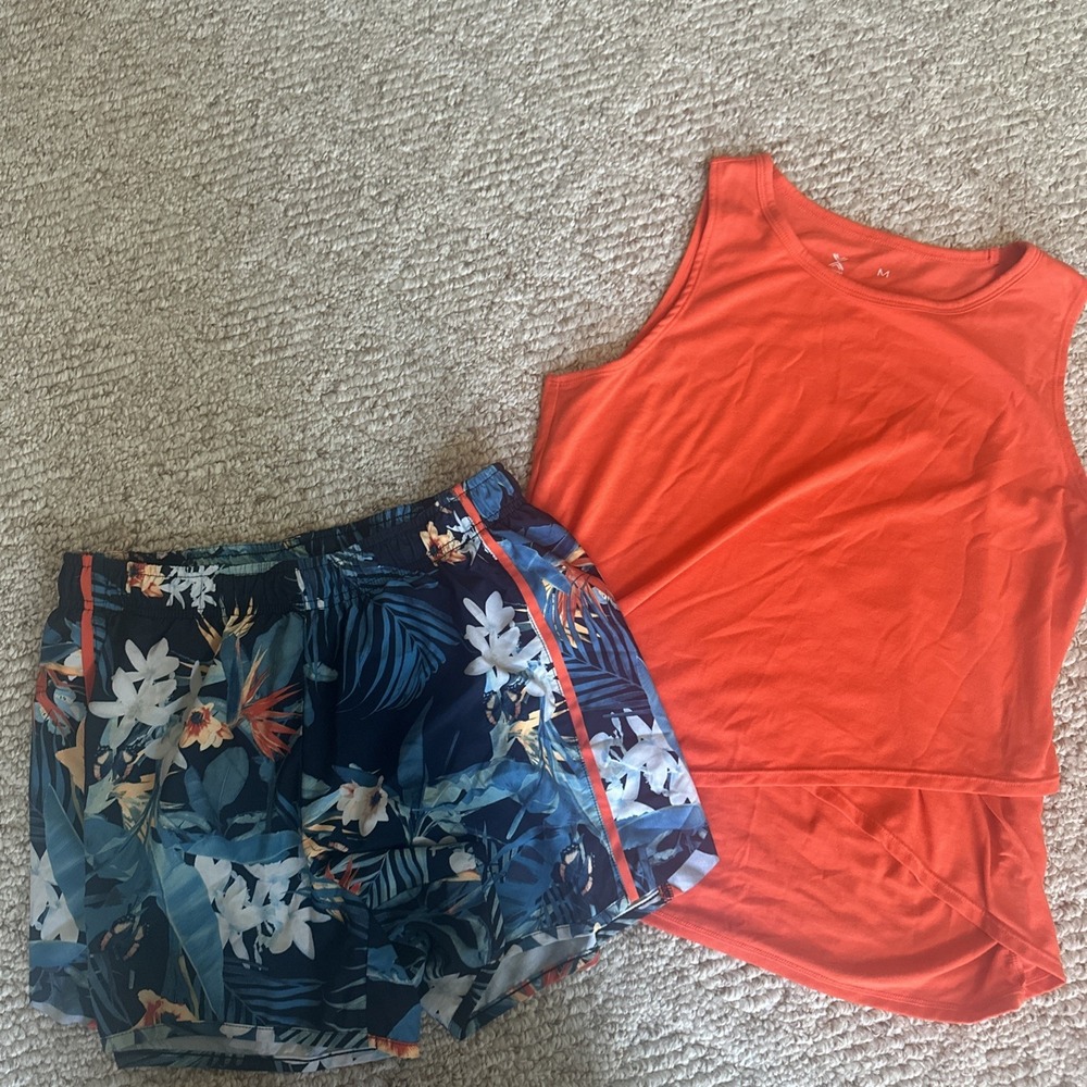 Womens Xersion Workout‎ Set Stretch Athletic Shorts And Tank Medium